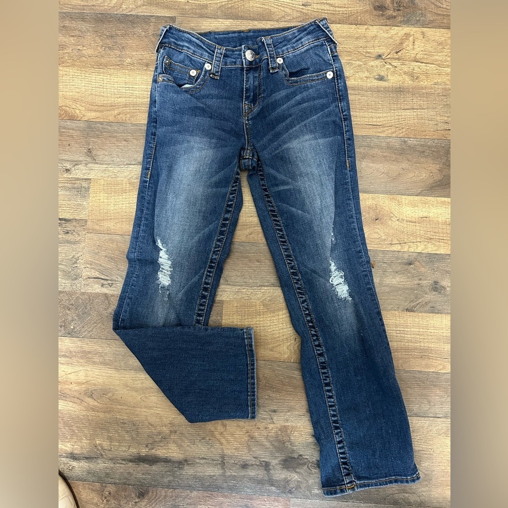 True Religion Dark Blue Straight Leg Jeans Big Girl Size  8Y